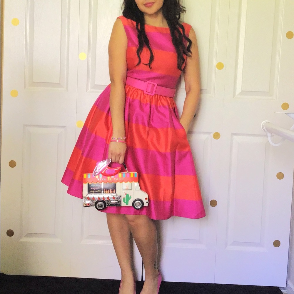 Pink and orange stripes Kate Spade dress